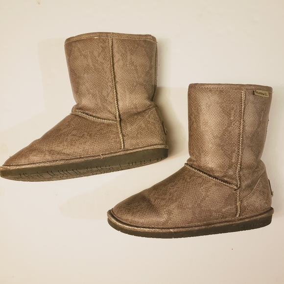 Bearpaw Boots Womens 11 Warm Snakeskin Gray Print Winter Fur Lined - Picture 4 of 7